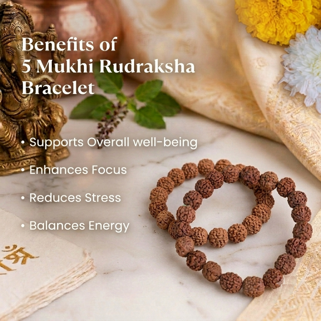 5 Mukhi Rudraksha Bracelet - Image 2