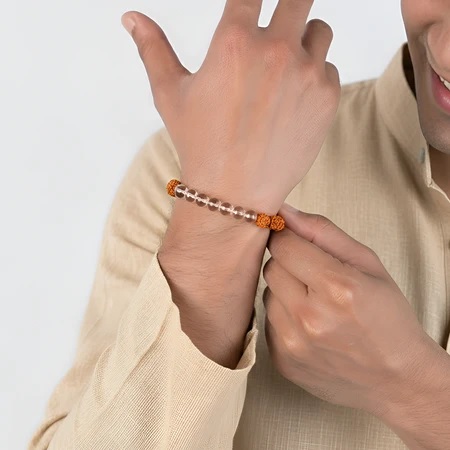 5 Mukhi Rudraksha with Clear Quartz Bracelet - Image 2