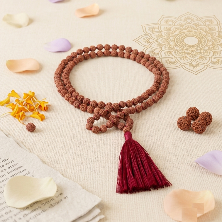5 Mukhi Rudraksha Mala 8 mm