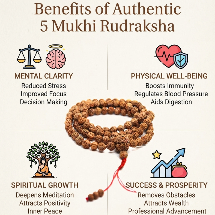 Buddhist 5 Rudraksha mala - Image 2