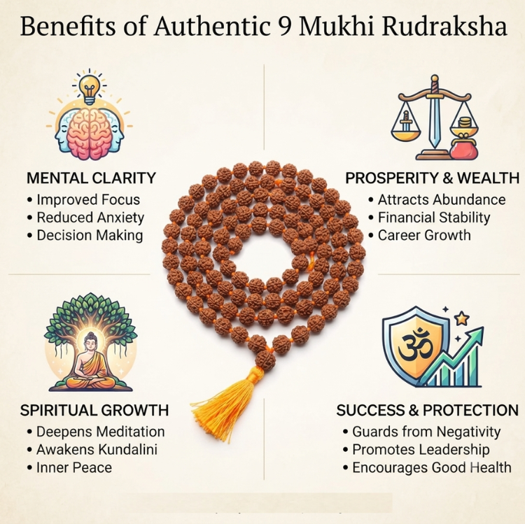 9 Mukhi Rudraksha Mala - Image 4
