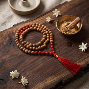 Sandalwood with Coral Mala