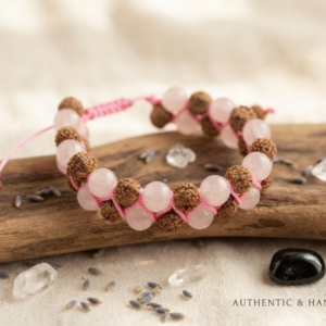 Rose quartz with rudraksha bracelet