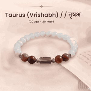 Taurus Vrishabh Rashi zodiac bracelet for men and women with light and brown beads